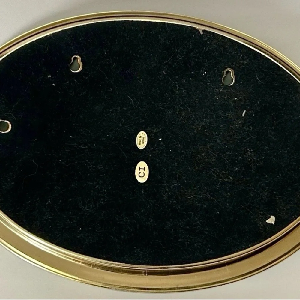 Gold Oval Vanity Mirror Tray Vintage Avon Bow Handles